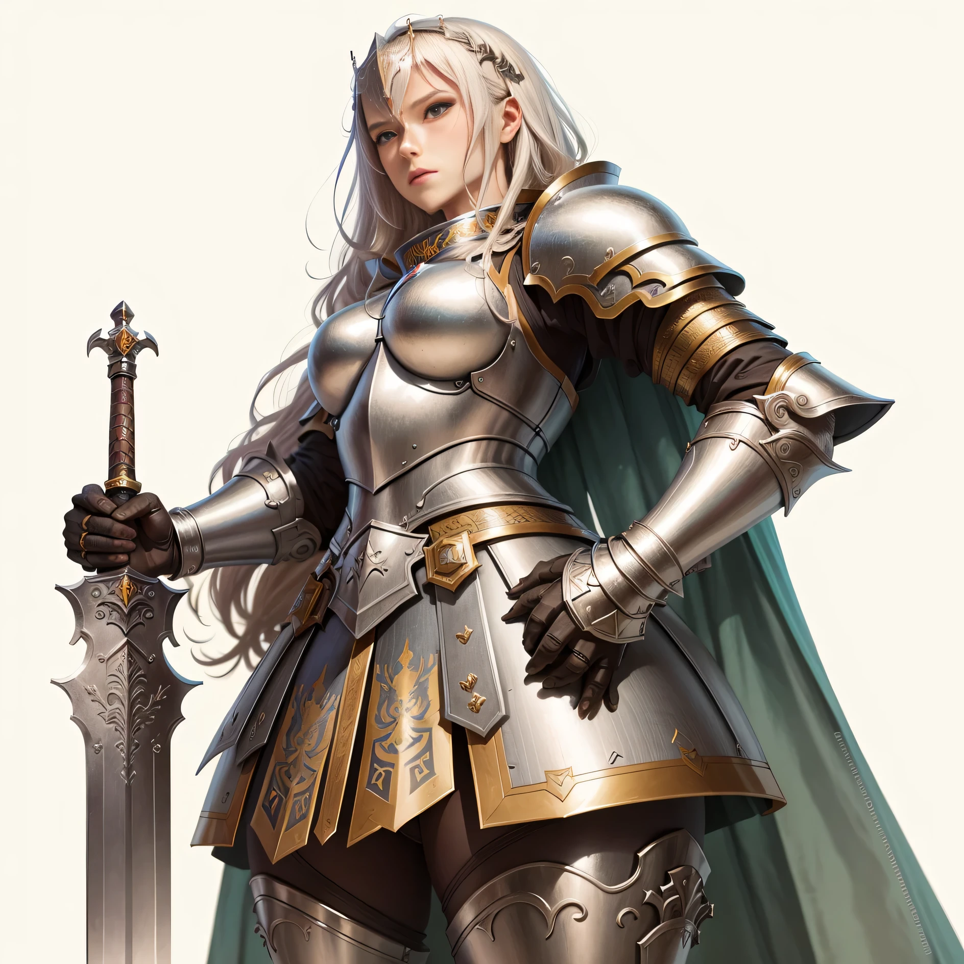 a woman in armor holding a sword and a sword, by Yoshihiko Wada, by Akihiko Yoshida, female knight, yoshitakka amano karol bak, stunning character art, armor girl, epic exquisite character art, gorgeous female paladin, of a beautiful female knight, fantasy paladin woman, by Yang Jin, by Zhou Chen, by Yang J