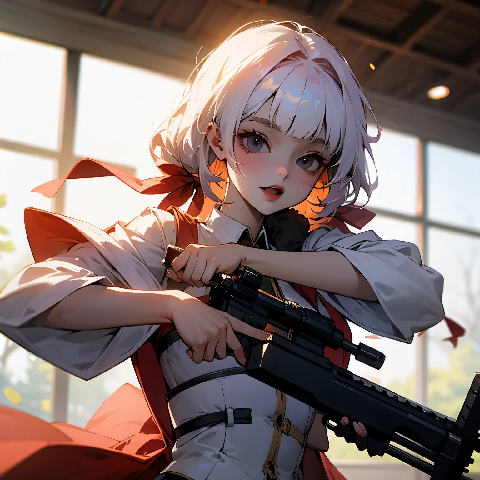Anike babe shooting gun