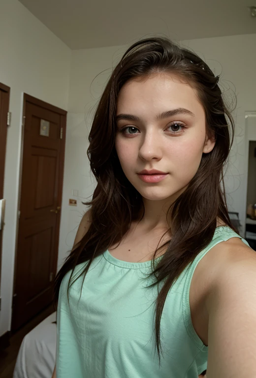 Beautiful Russian Teenage Girl Photos. perfect face shape. jaw line. Seductive nose. Sleeping in the room. selfie