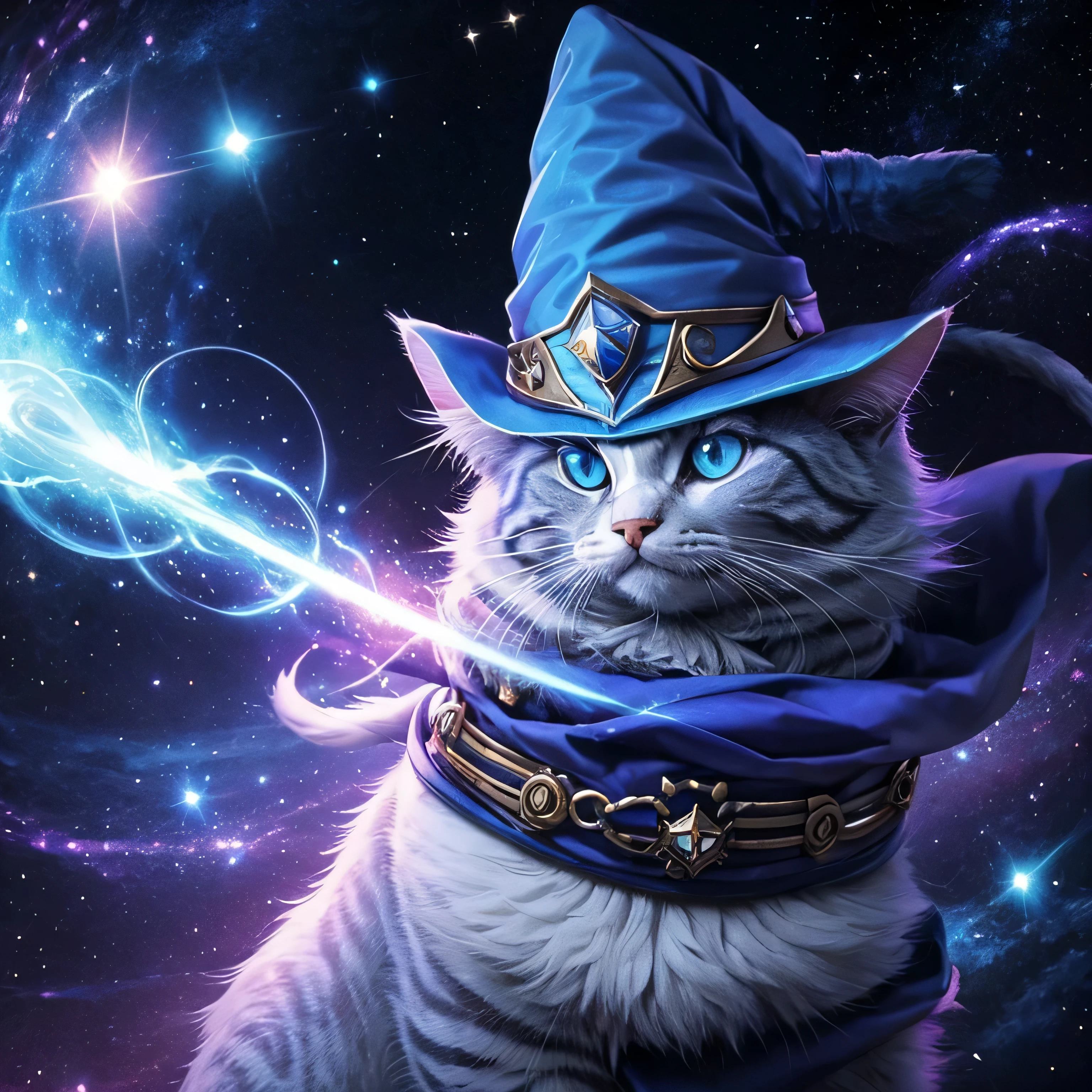 Wizzard cat, wizzard hat, magical, galaxy eyes