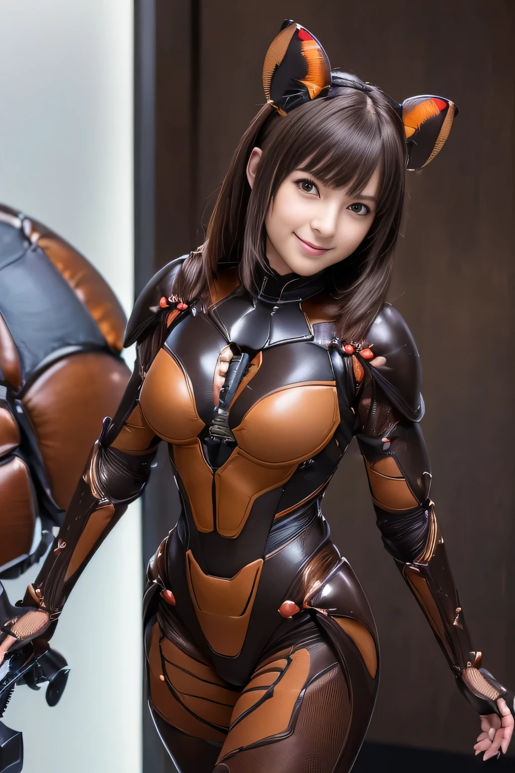 (high resolution,masterpiece,best quality,extremely detailed CG, anime, official art:1.4), realistic, photo, amazing fine details, all intricate, gloss and shiny,awesome many layers, 8k wall paper, 3d, sketch, kawaii, illustration,( solo:1.4), perfect female proportion,villainess, (fusion of dark brown cockroach and lady:1.4), (brown cockroach form lady:1.2), (brown cockroach lady:1.2), (fusion:1.2), (solo:1.4), (evil smile:1.2), muscular, abs, (cockroach brown exoskeleton bio insect suit:1.4), (cockroach brown exoskeleton bio insect armor:1.2), (brown transparency cockroach wing:1.4), (brown cockroach antennae:1.3),