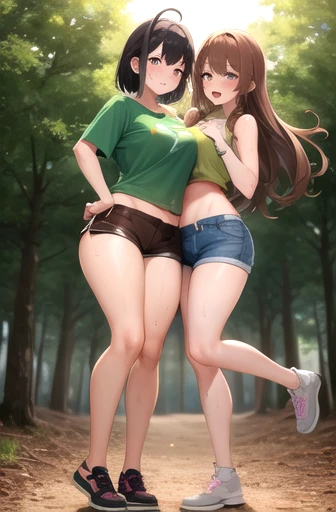 1 girl, colossal ass, colossal chest, naked, in the forest 