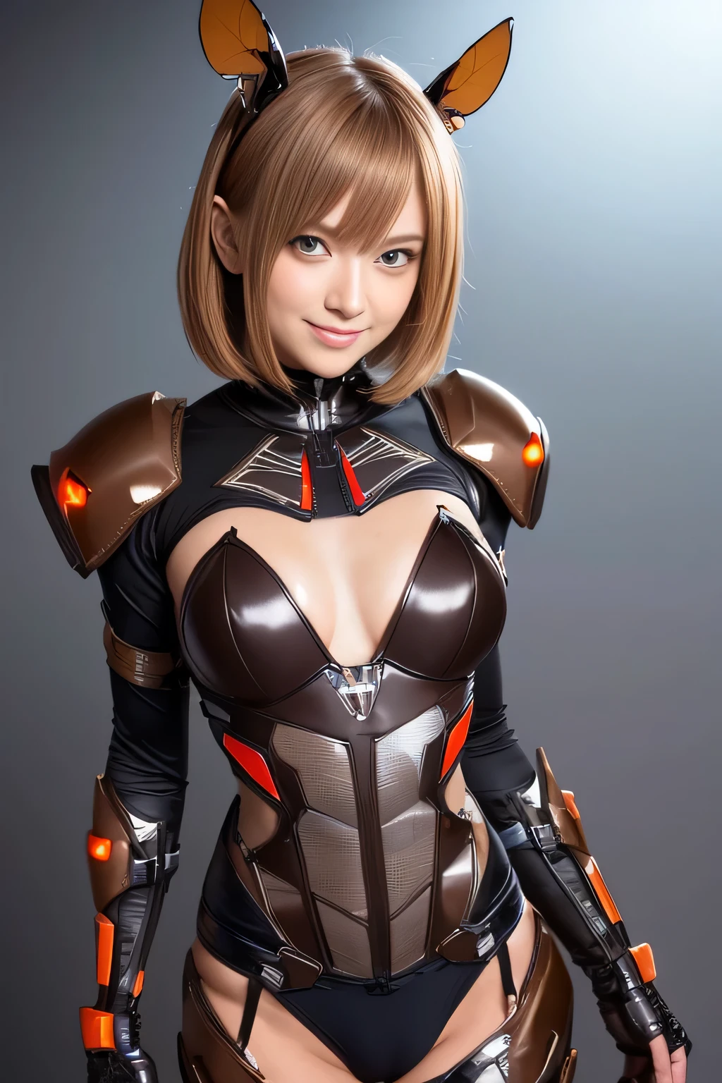 (high resolution,masterpiece,best quality,extremely detailed CG, anime, official art:1.4), realistic, photo, amazing fine details, all intricate, gloss and shiny,awesome many layers, 8k wall paper, 3d, sketch, kawaii, illustration,( solo:1.4), perfect female proportion,villainess, (fusion of dark brown cockroach and lady:1.4), (brown cockroach form lady:1.2), (brown cockroach lady:1.2), (fusion:1.2), (solo:1.4), (evil smile:1.2), muscular, abs, (cockroach brown exoskeleton bio insect suit:1.4), (cockroach brown exoskeleton bio insect armor:1.2), (brown transparency cockroach wing:1.4), (brown cockroach antennae:1.3),