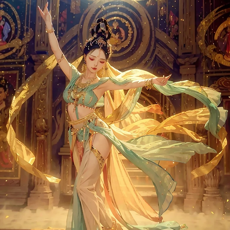 Semi classical dance posture: A mesmerizing display of artistic elegance and grace. The dancer strikes a perfect pose, exuding pure beauty and sophistication. Every movement is meticulously choreographed, capturing the essence of the traditional art form. The attention to detail is impeccable, from the intricate hand gestures to the intricate footwork. The lighting accentuates every curve and contour of the dancer's body, highlighting their stunning physique. The costume, adorned with vibrant colors and delicate embellishments, adds a touch of grandeur to the performance. This masterpiece of a photograph captures the true essence of the semi classical dance form, inviting viewers into a world of timeless beauty and cultural richness.