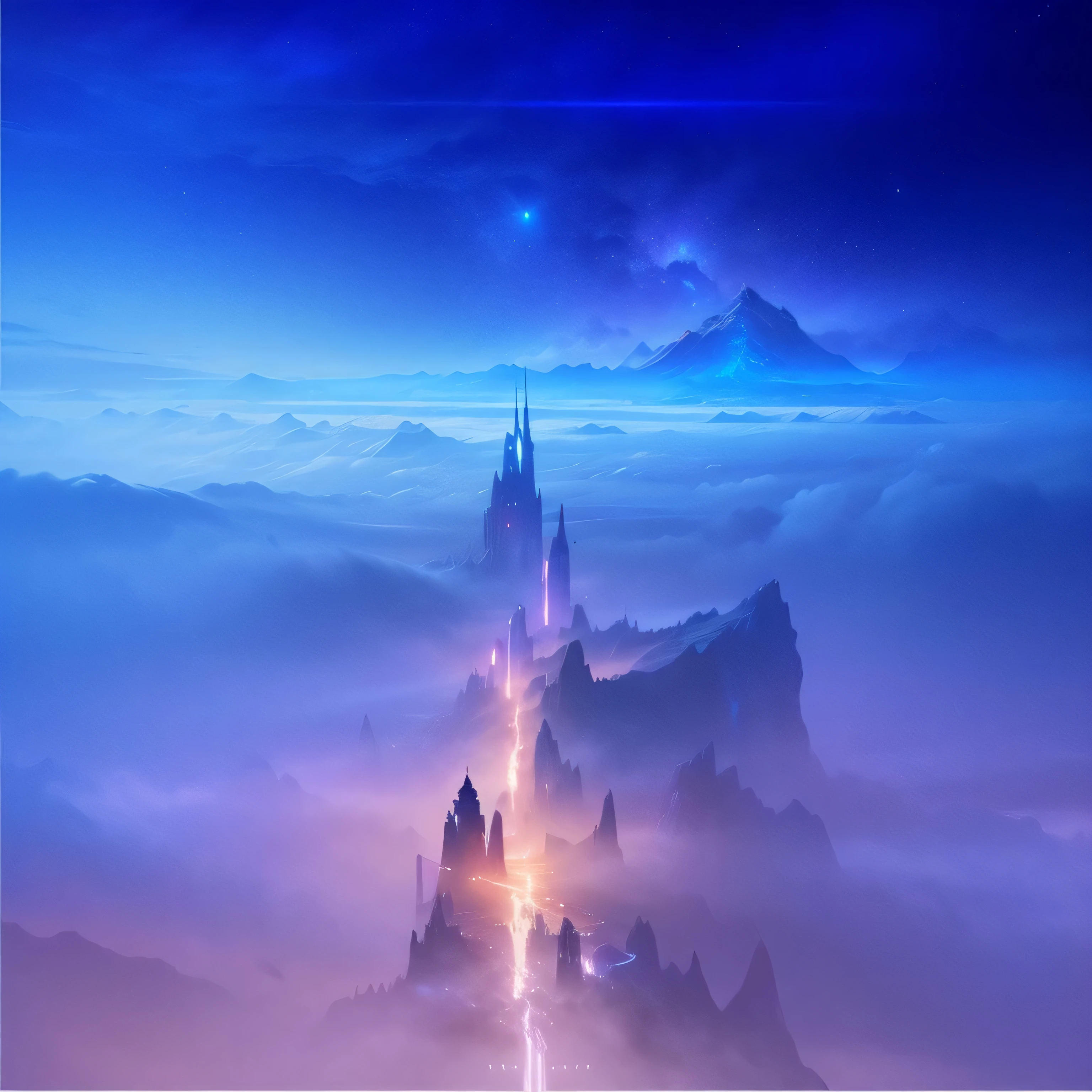there is a picture of a very tall tower in the sky, epic dreamlike fantasy landscape, atmospheric fantasy sky, dreamlike atmosphere, heaven planet in background, jessica rossier fantasy art, dreamy matte painting, magical dream-like atmosphere, matte painting arcane dota pixar, ethereal atmosphere, far away dreamy atmosphere, mystical fantasy landscape, ethereal realm