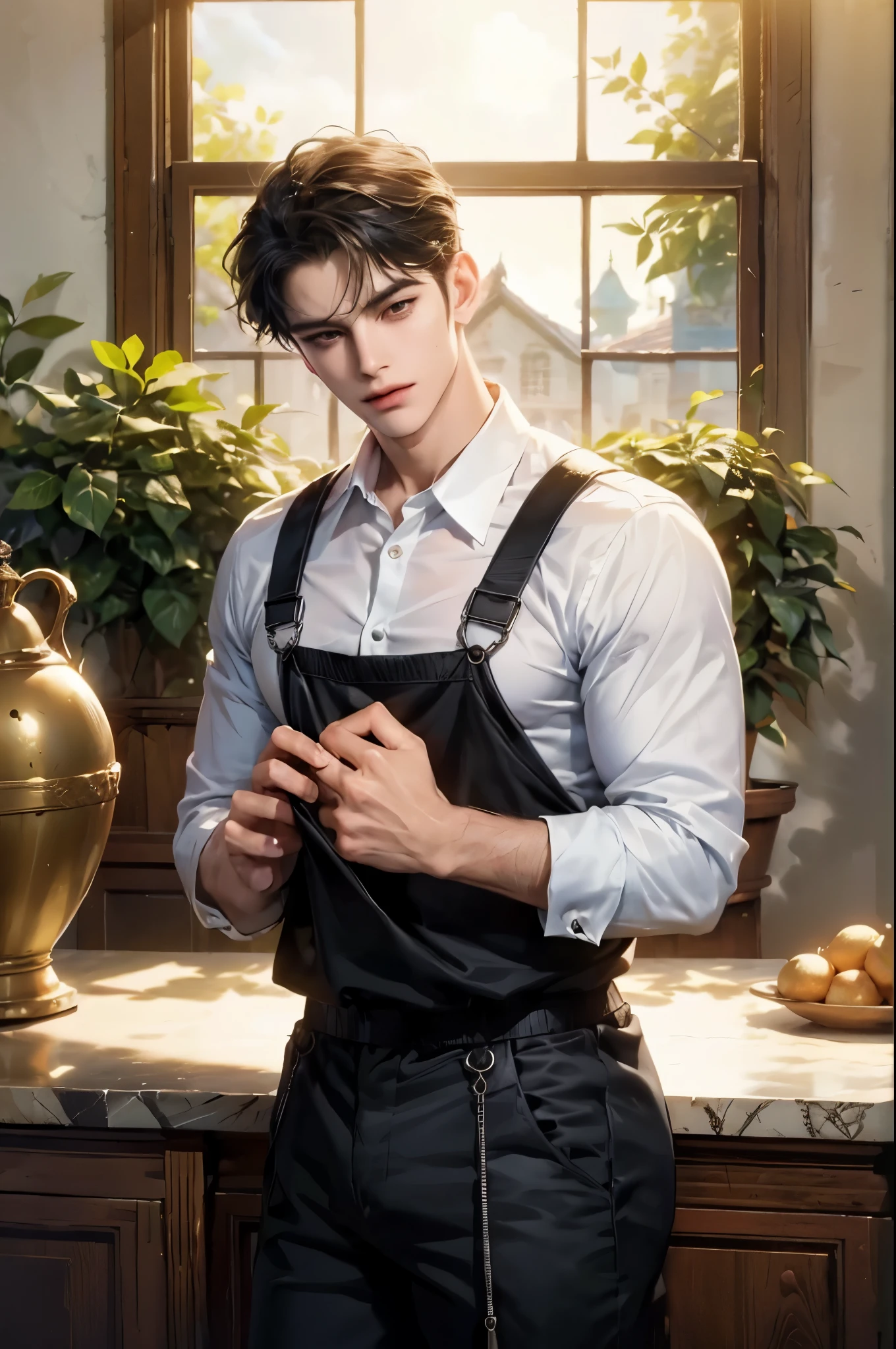 (masterpiece, top quality, best quality, official art, beautiful and aesthetic:1.2), boy, handsome, extreme detailed faces, (fractal art:1.3), colorful, highest detailed, (perfect face), shiny skin, HDR, cantarella, extremely detailed dress, detailed background