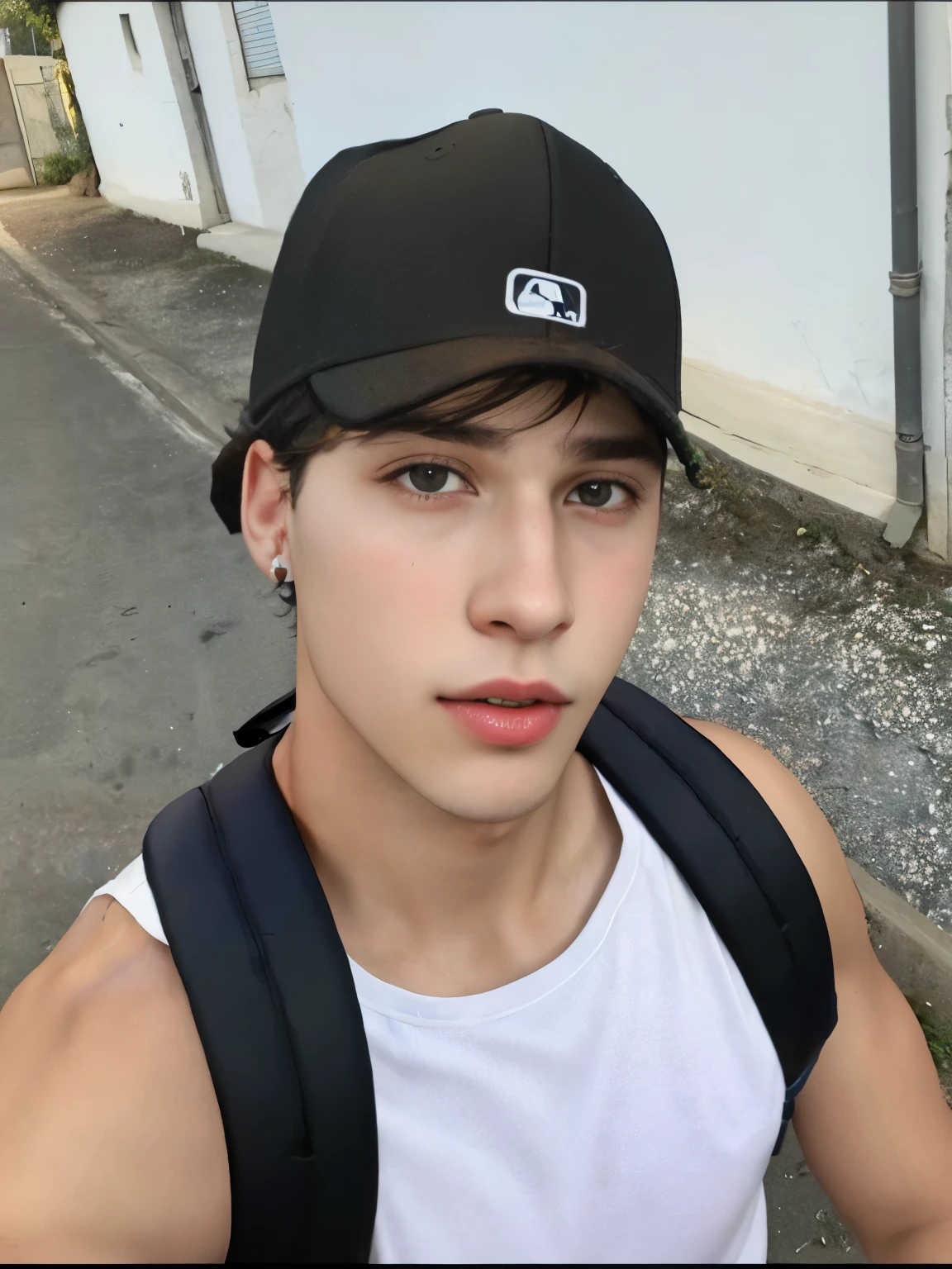arafed young man with a backpack and a hat on, perfect face and boy, christian cline, wearing baseball cap, wearing a baseball cap, wearing a backwards baseball cap, dylan cole, inspired by Ion Andreescu, twitch streamer / gamer ludwig, tommy 1 6 years old, headshot profile picture, wearing a baseball cap backwards, sidney lugo, adrien girod