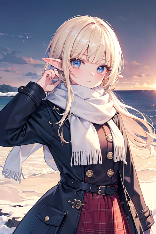 ((masterpiece )), (top quality), (best quality), ((ultra-detailed, 8k quality)), Aesthetics, Cinematic lighting, (detailed line art), 
BREAK, 
highly detailed of (elf), (1girl), perfect face, details eye, double pigtails hair, Blunt bangs, (hair between eye), blonde white hair, blue eyes, eyelashes, eyeshadow, pink eyeshadow, light smile, design art by Artgerm, by Kawacy, By Yoshitaka Amano,
BREAK,
(scarf), coat, jumper, sweater, cables, cables composition, fishermans rib, woolen material, open coat, cowboy shot, dynamic angle, looking at viewer, showing her hand out, (morning sun background, (Winter Creek background)), amano yoshitaka, 
BREAK, 
((perfect anatomy)), nice body, medium breast, extremely detailed finger, best hands, perfect face, beautiful face, beautiful eyes, perfect eyes, perfect fingers, correct anatomy, 