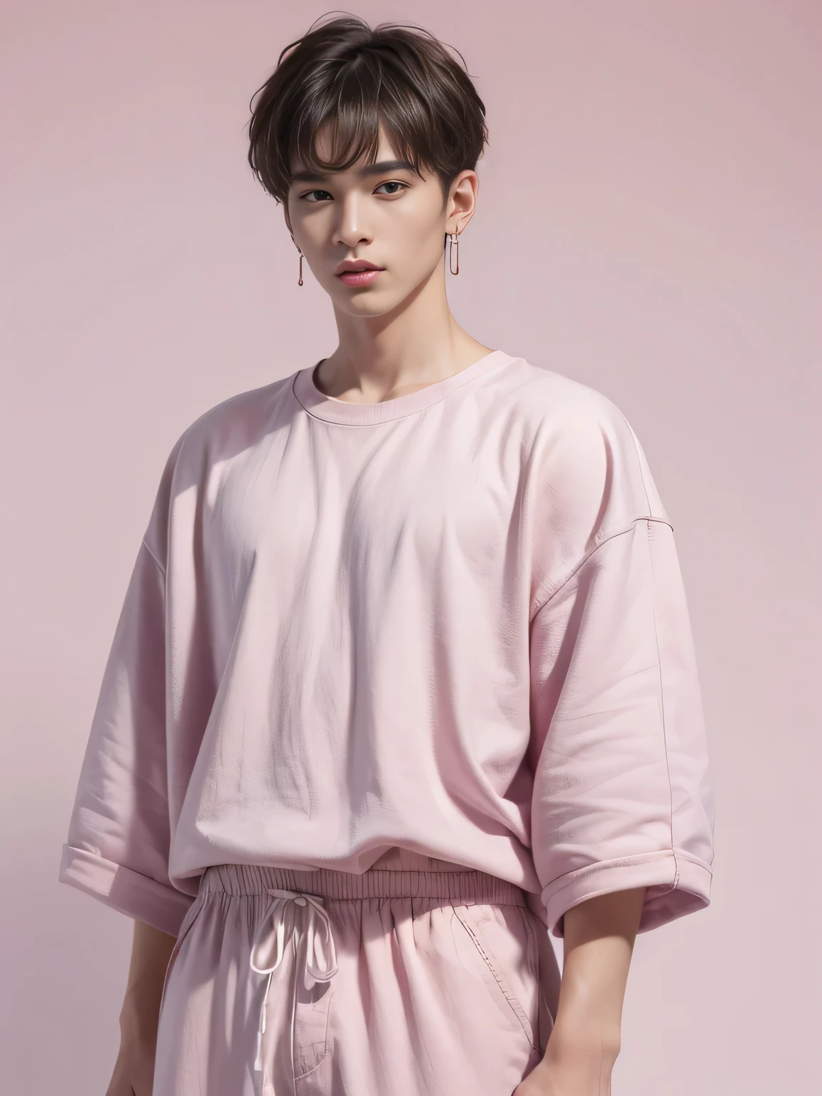 adolescente de 17 anos Oriental, com camisa rosa