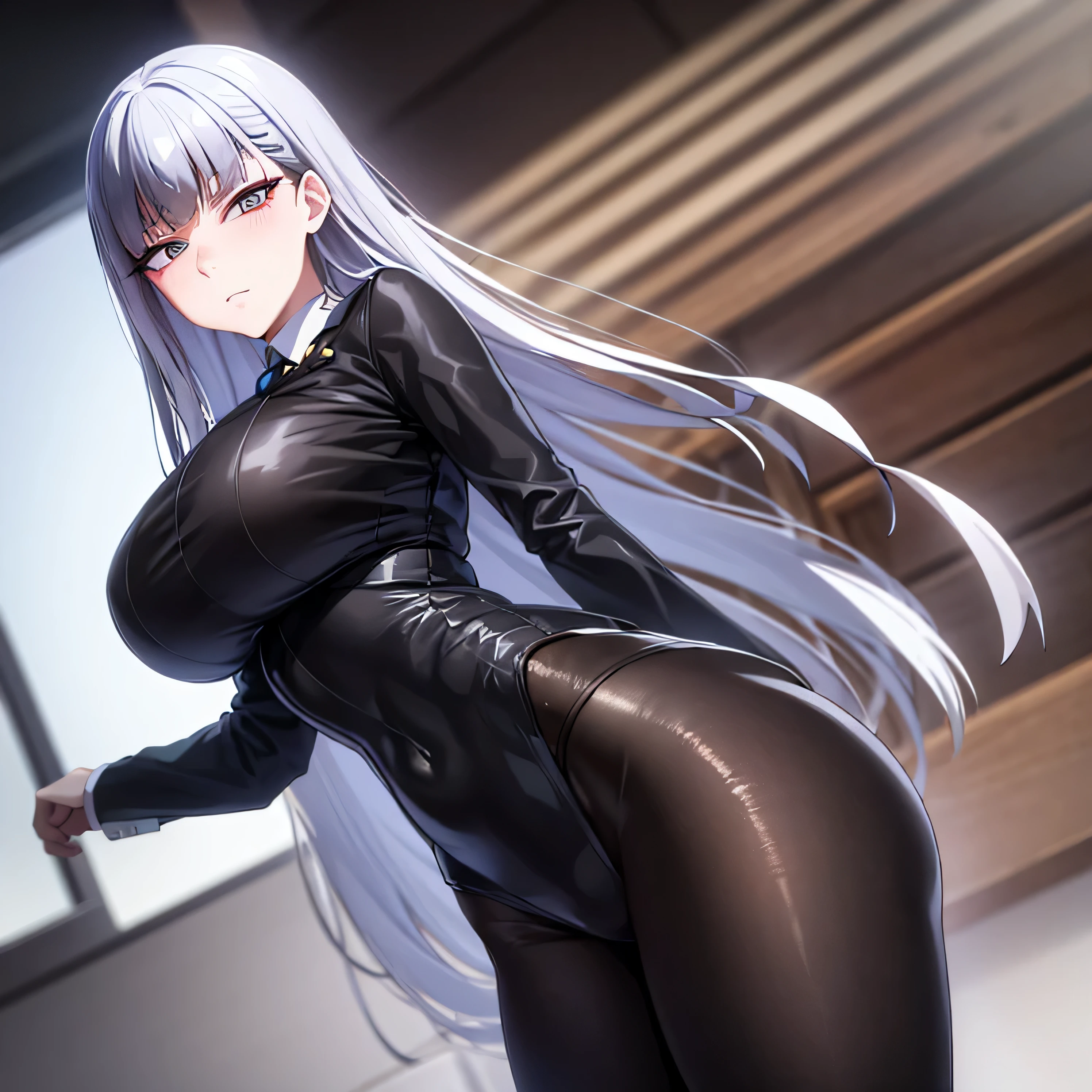 ((extreme detail)),(ultra-detailed), extremely detailed CG unity 8k wallpaper, best quality, Yae_Miko_Genshin_Impact, bodysuit, posing, cowboy shot, lens flare. Girl with thick fat chunky physique. Her height is around 5 feet 2 inches (157 cm), with a huge mommy body. Her skin tone is fair and smooth, giving her an older appearance. In terms of facial features, Hinata has a soft and gentle countenance. She has a slim nose, and her lips are naturally pink and slightly full. Her eyebrows are well-shaped and neatly arched, framing her eyes beautifully. Her  are huge and well-shaped. they are massive and u can see a nipple outline Overall, Hinata's appearance is characterized by her serene and kind expression, representing her gentle nature. A sexy girl with huge  and a thick body is wearing a body-tight suit where you can see all of her curves and nipple outline white hair. She is thick busty fat and has huge  her suit is very very tight and covers her whole body you can see all of her curves and body. Full body suit very tight you can see her full body