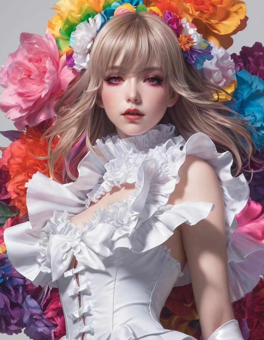 (Best quality,1girl),(GothGal),(Frilled dress),8K,(A high resolution),(flower_Styler:1.2),(rainbow-candy:1.2), stephen lau and artgerm, as seen on artgerm, artgerm julie bell beeple, stanley artgerm lau, artgerm and ben lo, portrait of girl, artgerm on artstation pixiv