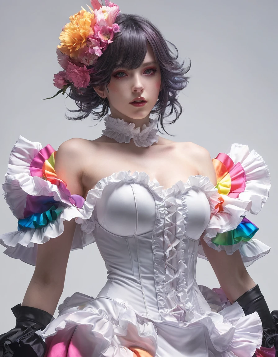 (Best quality,1girl),(GothGal),(Frilled dress),8K,(A high resolution),(flower_Styler:1.2),(rainbow-candy:1.2), stephen lau and artgerm, as seen on artgerm, artgerm julie bell beeple, stanley artgerm lau, artgerm and ben lo, portrait of  girl, artgerm on artstation pixiv