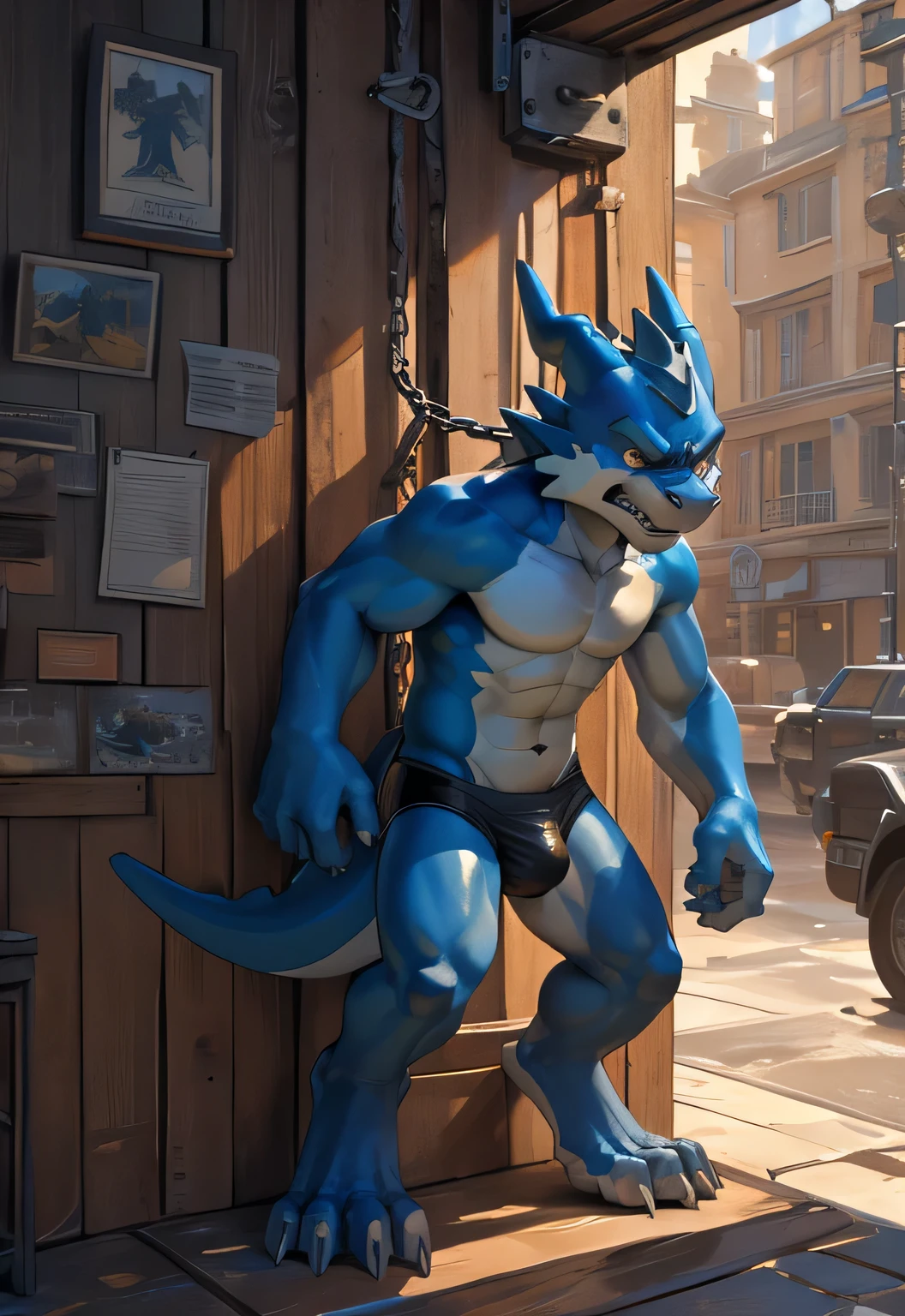 Male, (((solo))) character, exveemon, Male focus, 8k quality, 3d render, bondage, ropes, chains, struggling, captured, helpless, trapped, stuck, begging, swearing, digital art, beautiful and detailed portrait of a Male exveemon, kenket, Ross Tran, ruan jia, uploaded to e621, zaush, foxovh, (((angry))), (full body) (Speedo)