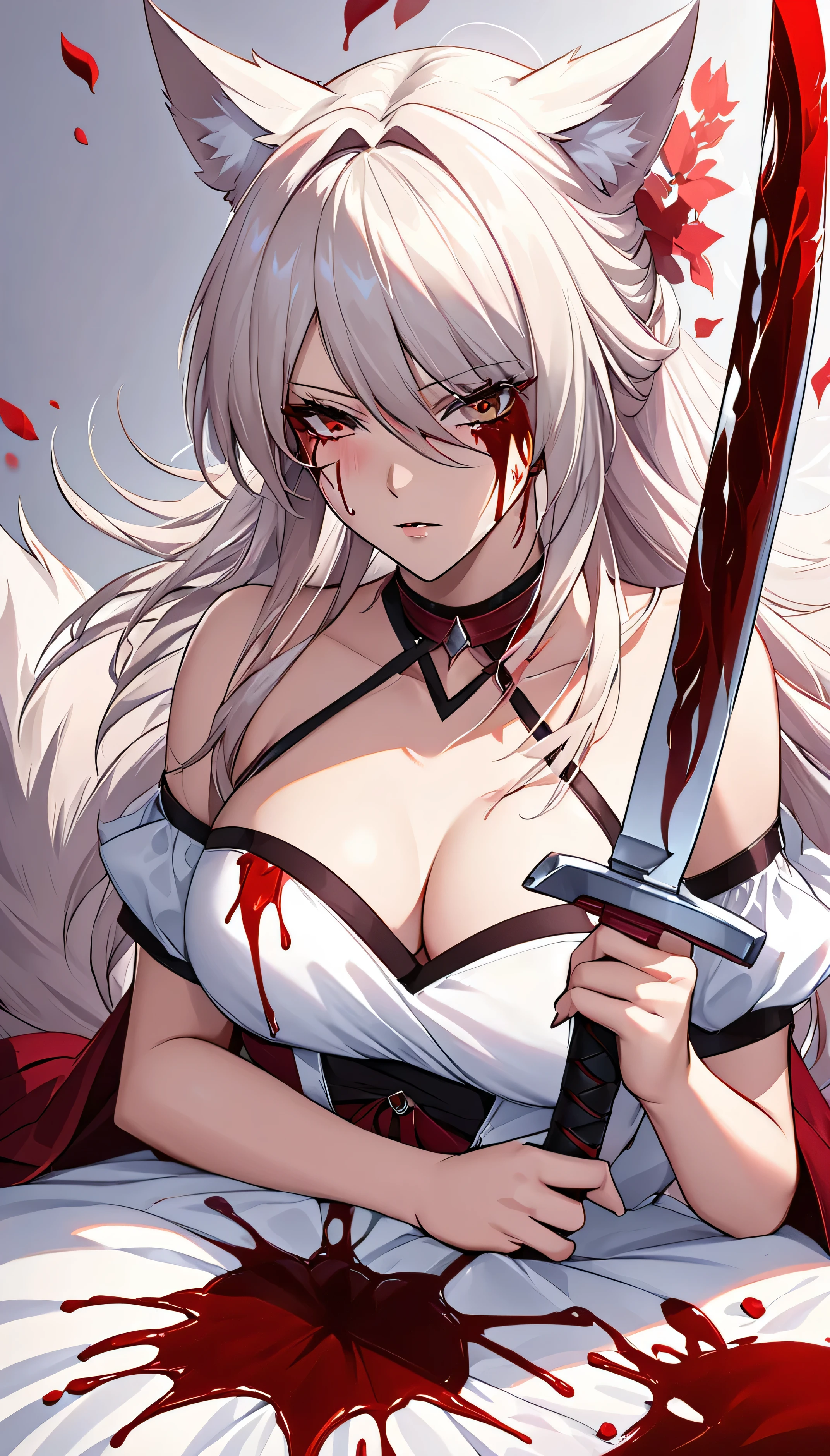 A Dangerous queen wolf Her name is Acheron She a Killer She holding a knife she covered full of blood on her face 18+ nsfw Blood warning.