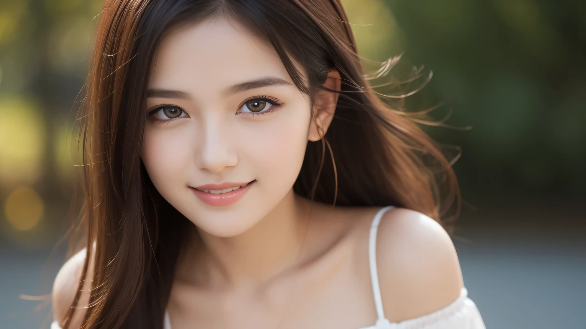 (1girl), 19yo, beautiful face, Amazing face and eyes, delicate, off shoulder, (Best Quality:1.4), (Ultra-detailed), (extremely detailed beautiful face), cute smile, brown eyes, (highly detailed Beautiful face), (extremely detailed CG unified 8k wallpaper), Highly detailed, High-definition raw color photos, Professional Photography, Realistic portrait, Extremely high resolution, modern, trendy, fashionable,