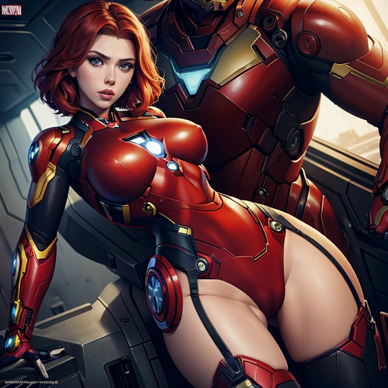 Scarlett Johansson, black widow, mech suit, iron man suit, 20 year old Russian girl, big , perfect body, perfect breasts, high quality, sexy, skin tight, sexy look, NSFW ,(masterpiece) ,best quality ,
