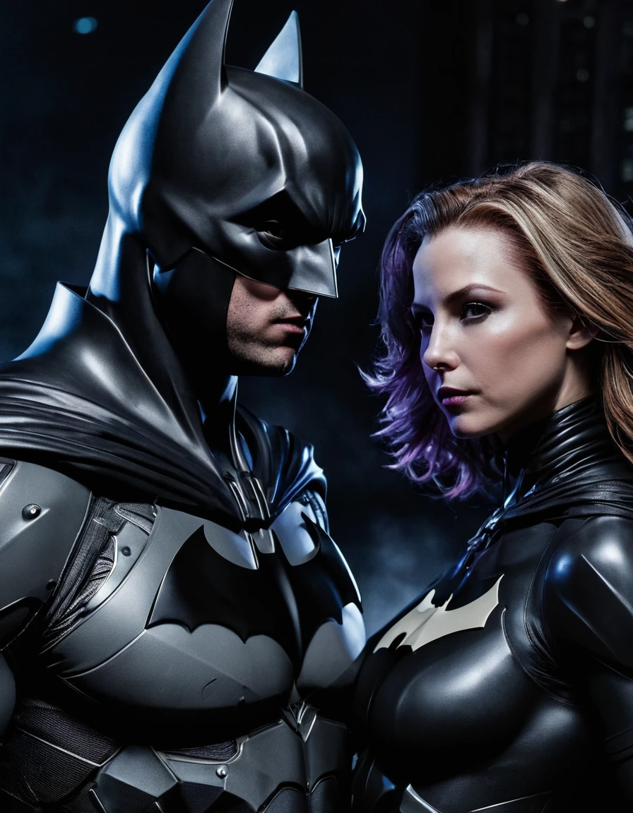 batman and robin wayne in the dark knight movie, still image from batman movie, film still of batman, textless, from movie batman, batwoman, in batman movie still cinematic, inspired by Alex Ross, arkham city, ryan reynolds as batman, gotham, the batman, dc art, by John Luke, batman horror movie, featured art, batman beyond, arkham, stephen lau and artgerm, as seen on artgerm, artgerm julie bell beeple, stanley artgerm lau, artgerm and ben lo, portrait , artgerm on artstation pixiv, posing for photoshoot, beautiful sexy and beautiful and attractive