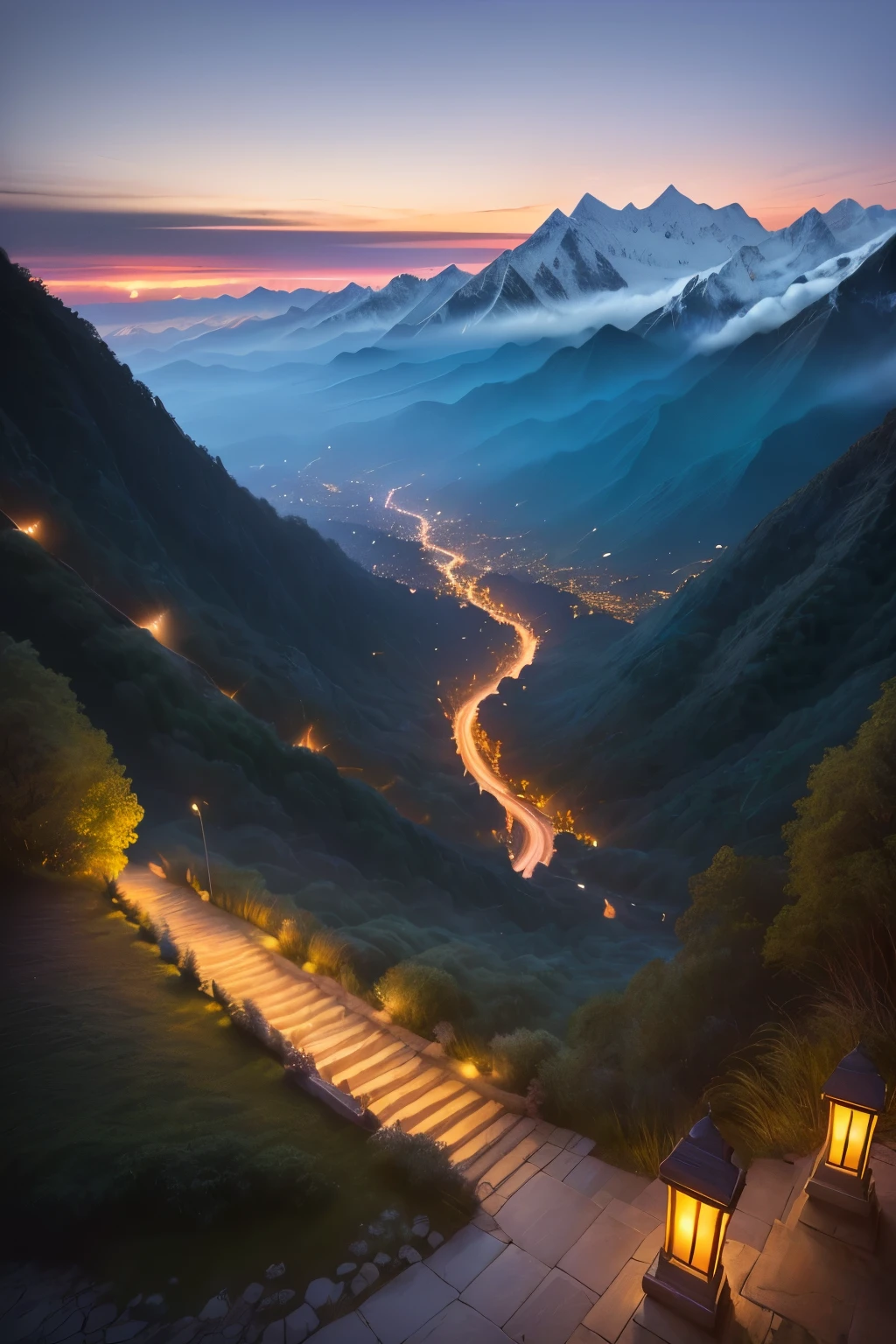 Step into a world of wonder with hyper-realistic landscape art, where the enchanting views of Dehradun and Mussoorie by night unfold before your eyes. Gaze upon the mesmerizing mountain vistas, shimmering under the cover of darkness, as they offer an unmatched visual journey of the highest quality. The intricate details of the art bring the tranquility of the night-lit landscapes to life, allowing you to immerse yourself in their beauty and serenity.