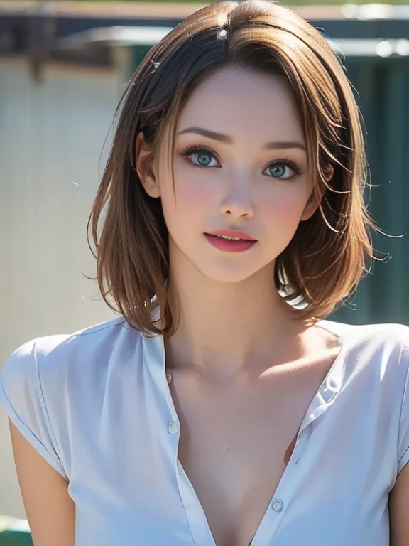 (best quality, 8k, highres, photorealistic:2.0), (solo, one girl:2.0),(photo taken using flash:1.9),(brighten the subject:1.8),(ultimate beautiful girl:2.0),(shiny skin),(oily skin),(blonde hair:1.7),(short hairstyle:1.5),(cool beauty:2.0),Blush brown makeup , dark eye makeup , use pink glossy lipstick,(big beady eyes girl:1.5),(droopy-eyes girl:1.5),(blue eyes:1.5),(thin girl:1.5),(baby face girl),(sex appeal),(sweet smelling girl),(A girl who works part-time at an art museum:1.3),(she works for low wages:1.5),(kind-hearted woman:1.5),(she has a nice smile:1.3),(woman with a happy look:1.3),(she is very sociable),(from a very poor family:1.5),(virgin girl),(She is a secret pervert.),(she covertly lewd),(she looks so erotic),(Preserve virginity for devout Christians),chuuChloe,(A woman with very soft breasts),(woman fantasizing about sex),(allurement),(masturbation enthusiast:1.5),(impressive eyes:1.5),(clean girl),(affability),(tight dress shirt),(cute smile),(duck face:1.5)