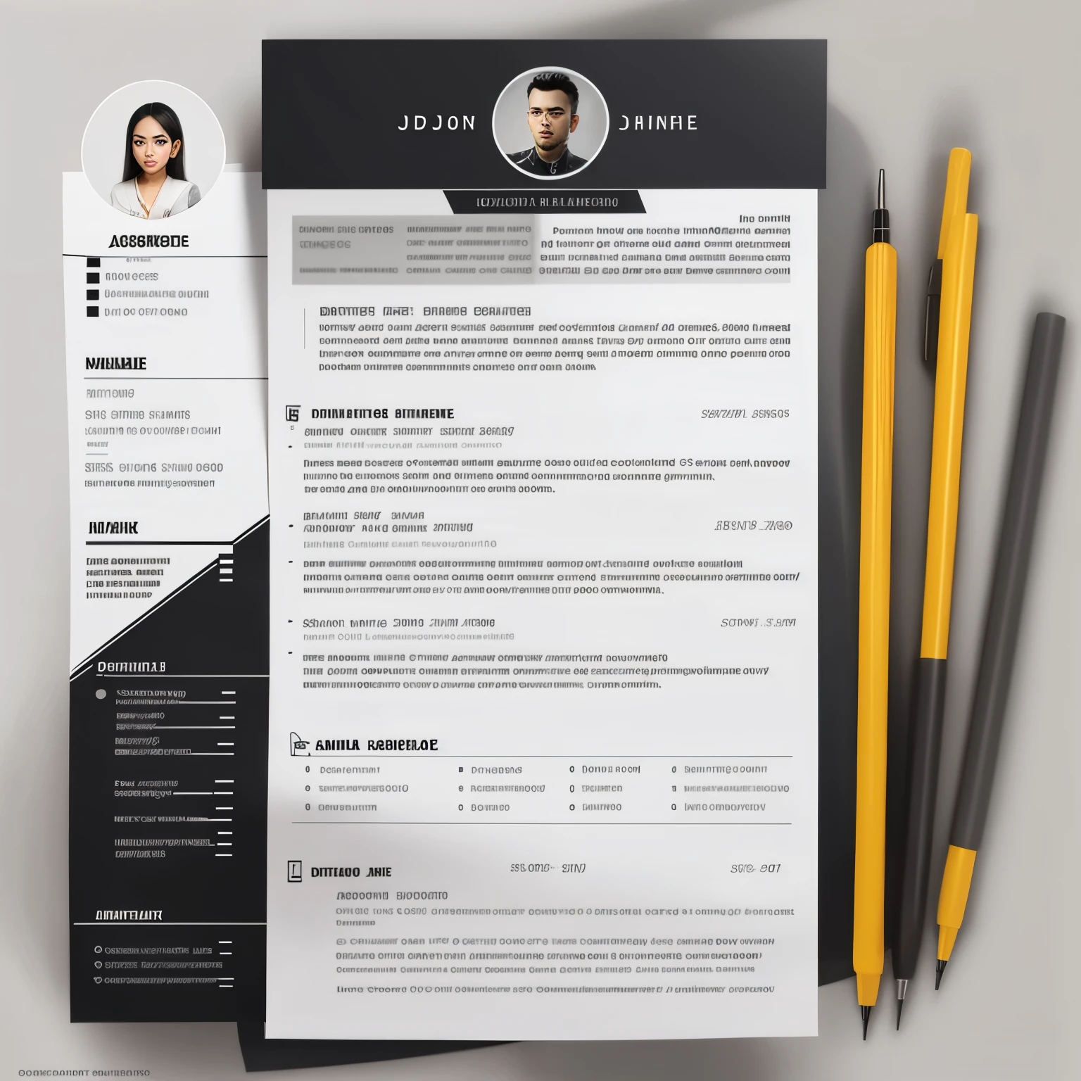 Create a resume sheet layout for 2D artista, strict, some details
