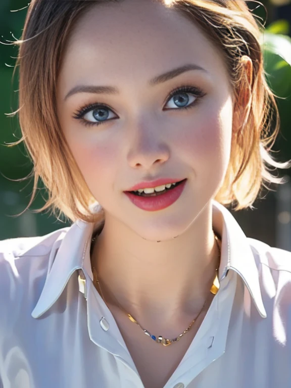 (best quality, 8k, highres, photorealistic:2.0), (solo, one girl:2.0),(photo taken using flash:1.9),(brighten the subject:1.8),(ultimate beautiful girl:2.0),(shiny skin),(oily skin),(blonde hair:1.7),(short hairstyle:1.5),(cool beauty:2.0),Blush brown makeup , dark eye makeup , use pink glossy lipstick,(big beady eyes girl:1.5),(droopy-eyes girl:1.5),(blue eyes:1.5),(thin girl:1.5),(baby face girl),(sex appeal),(sweet smelling girl),(A girl who works part-time at an art museum:1.3),(she works for low wages:1.5),(kind-hearted woman:1.5),(she has a nice smile:1.3),(woman with a happy look:1.3),(she is very sociable),(from a very poor family:1.5),(virgin girl),(She is a secret pervert.),(she covertly lewd),(she looks so erotic),(Preserve virginity for devout Christians),chuuChloe,(A woman with very soft breasts),(woman fantasizing about sex),(allurement),(masturbation lover:1.5),(impressive eyes:1.5),(clean girl),(affability),(tight dress shirt),(cute smile),(open mouth),(loll out)