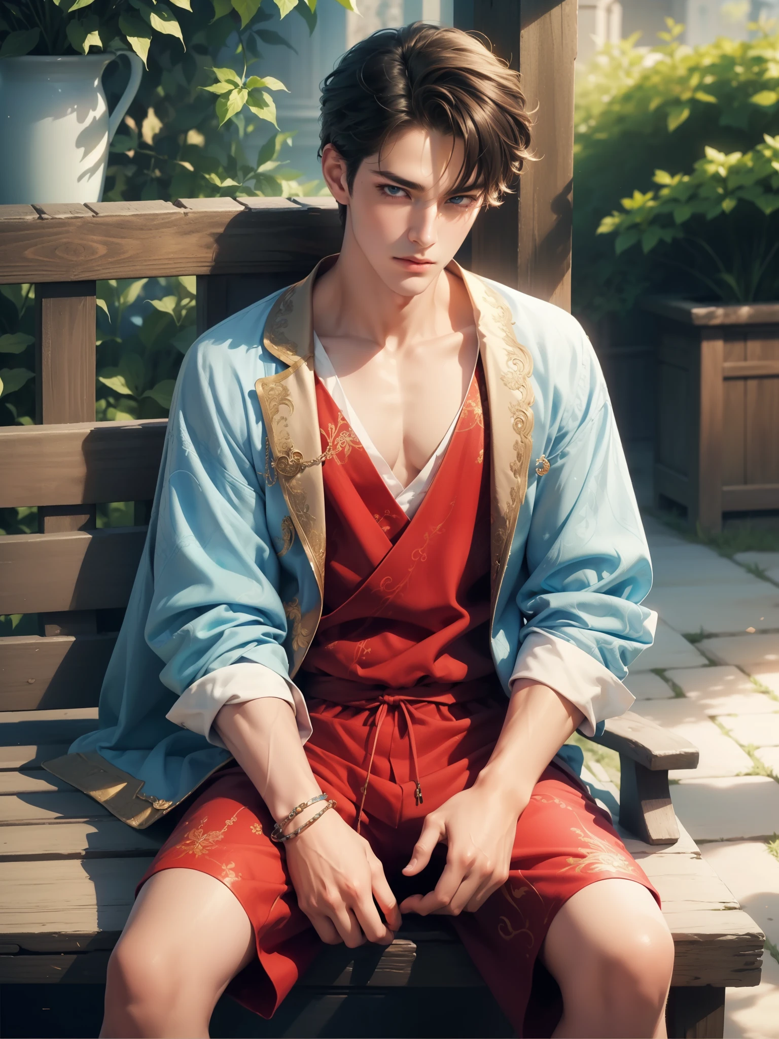 (masterpiece, top quality, best quality, official art, beautiful and aesthetic:1.2), boy, handsome, extreme detailed faces, (fractal art:1.3), colorful, highest detailed, (perfect face), shiny skin, HDR, cantarella, extremely detailed dress, detailed background