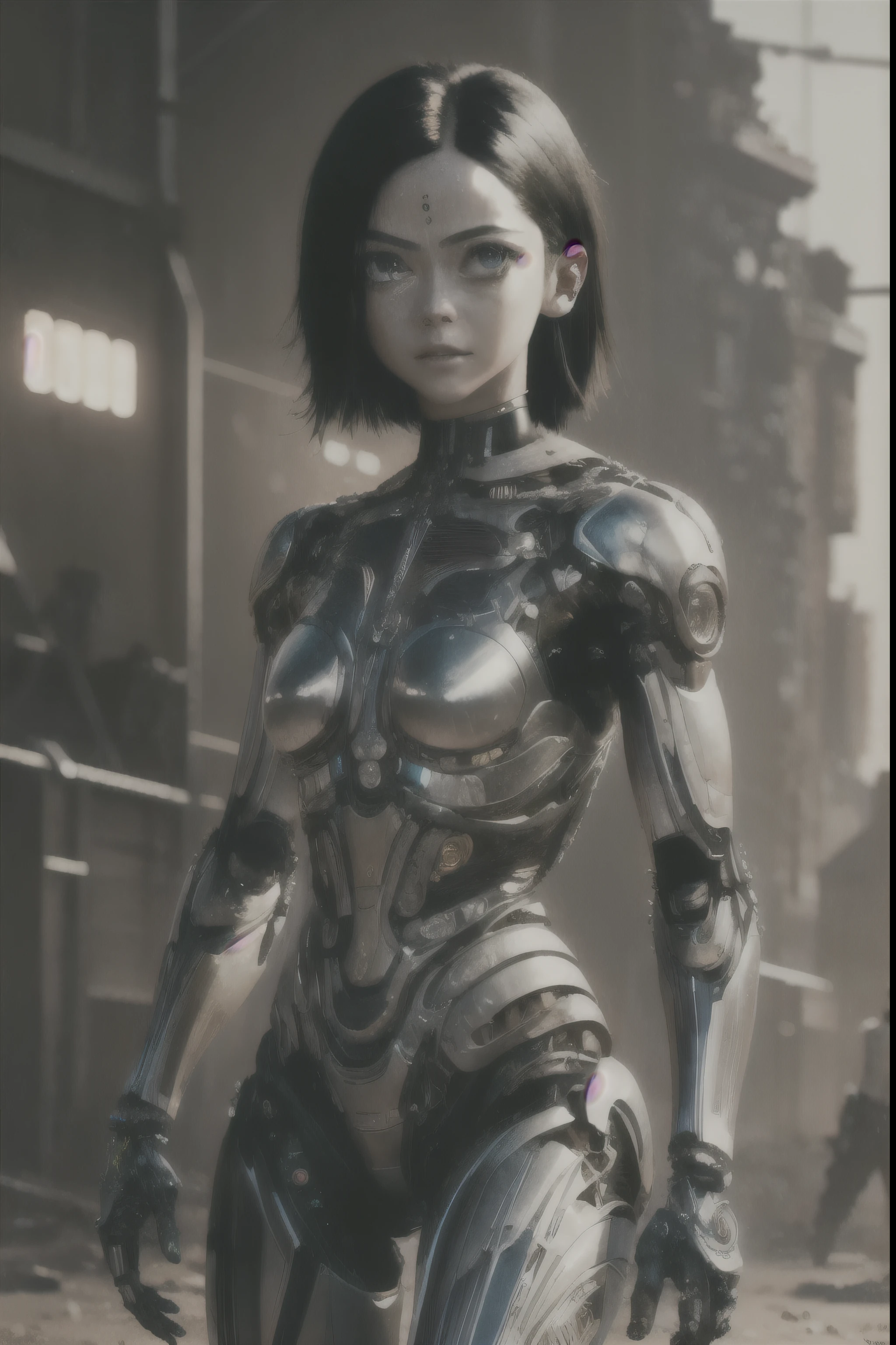  Alita: Battle Angel, (Cyborg Girl:1.2), Sci-Fi, Cyberpunk UHD, HDR, 16k, ((masterpiece)), Alita Woman, sharp, beautiful