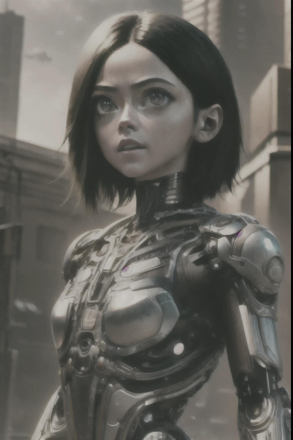  Alita: Battle Angel, (Cyborg Girl:1.2), Sci-Fi, Cyberpunk UHD, HDR, 16k, ((masterpiece)), Alita Woman