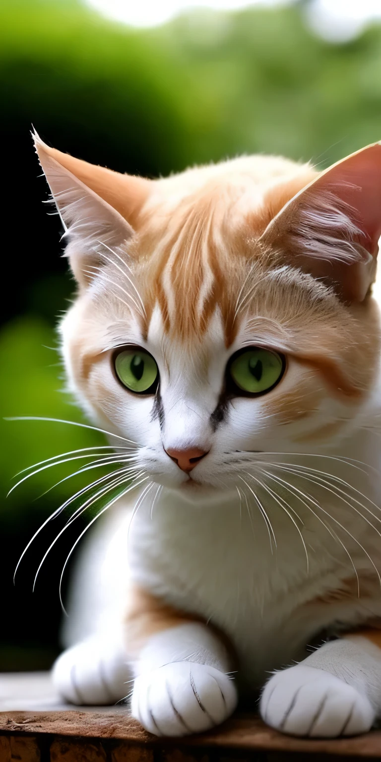 um gato fofo olhando para seu dono, use sua propria ideia