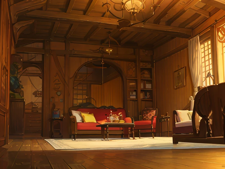 The dim,Quality,oud,living room,a house,wooden