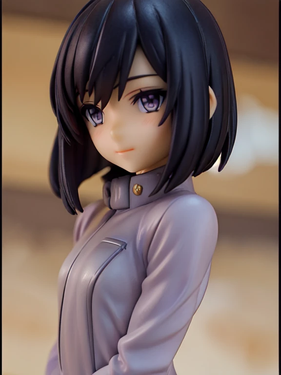 1boy, black chin length hair, purple eyes, white uniform