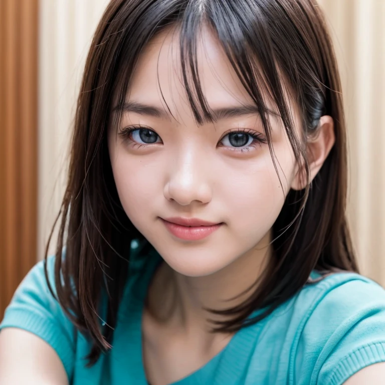 ((Best-quality, Masterpiece, Ultra-High-Resolution, (Photorealistic:1.4), Raw-Photo, Extremely-Detailed, Perfect-Anatomy)), ((face-focus, portrait, close-up of face)), 1girl, she is -yeld, Shs the most famous Japanese idol. She has extremely cute face and big black solid circle eyes.
She is sitting on the bed.
(((((She feels surprisingly sexually excited.)))))
She thinks she wants to masturbate right now.
Her panties are soaked with vaginal secretions because she is so sexually aroused.