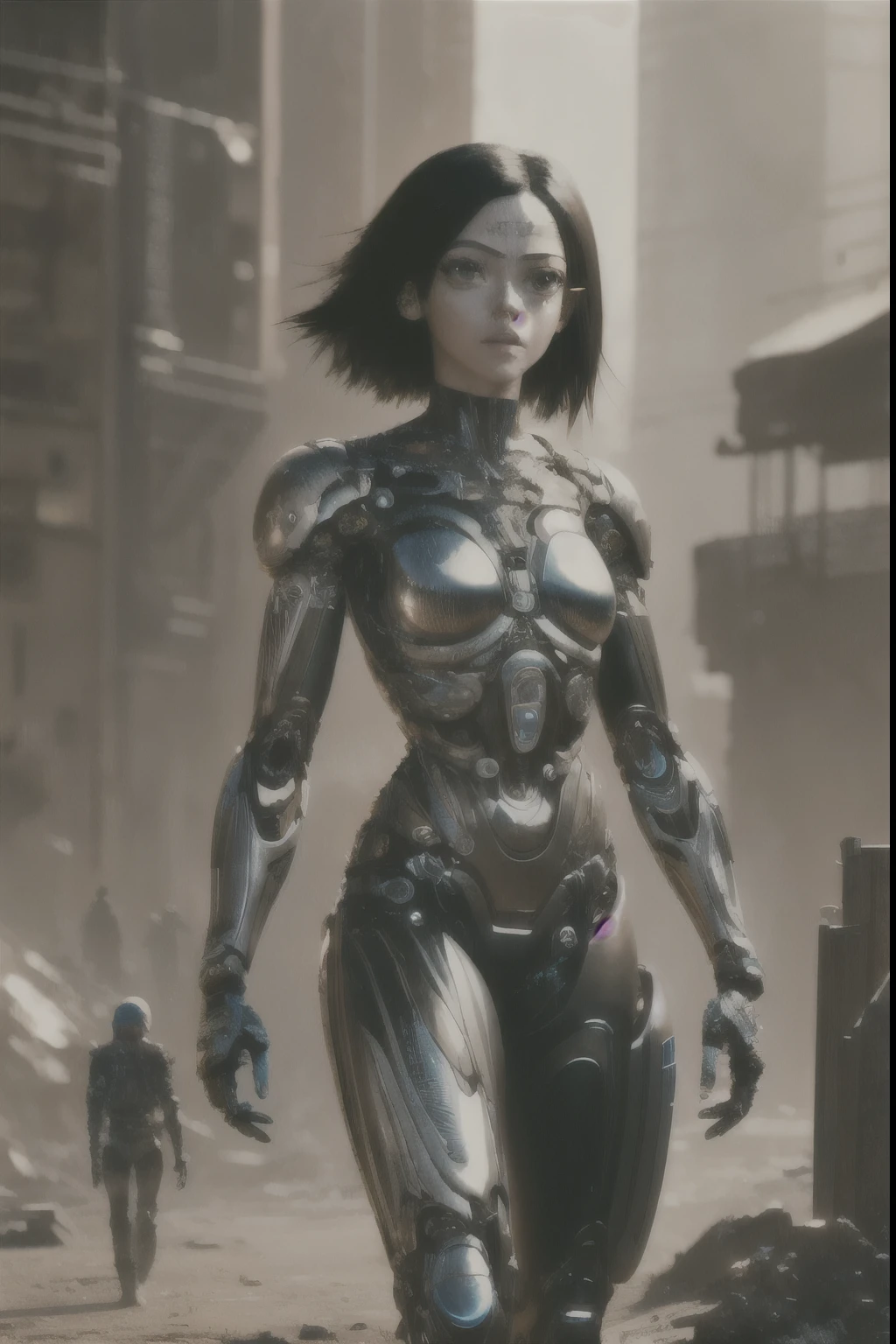  Alita: Battle Angel, (Cyborg Girl:1.2), Sci-Fi, Cyberpunk UHD, HDR, 16k, ((masterpiece)), Alita Woman, sharp, beautiful, full body