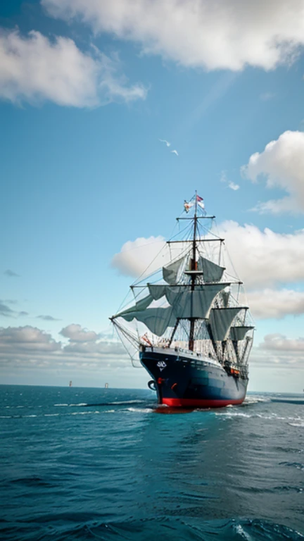 a ship sailing across the vast ocean