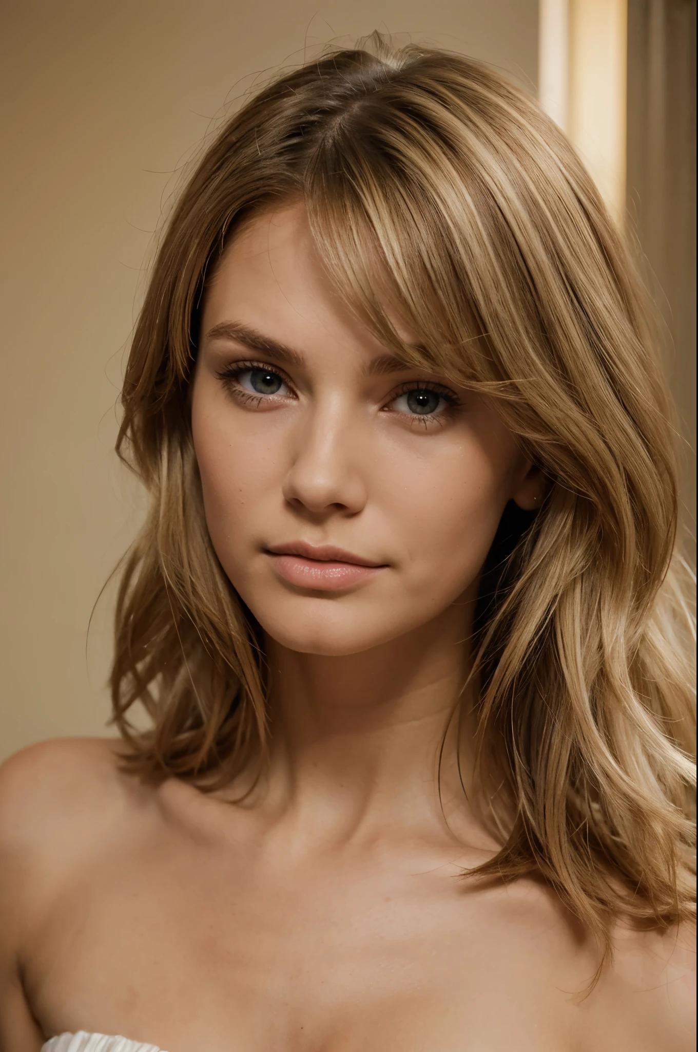 Youthful, medium height, light hair and eye colour, strong cheekbones