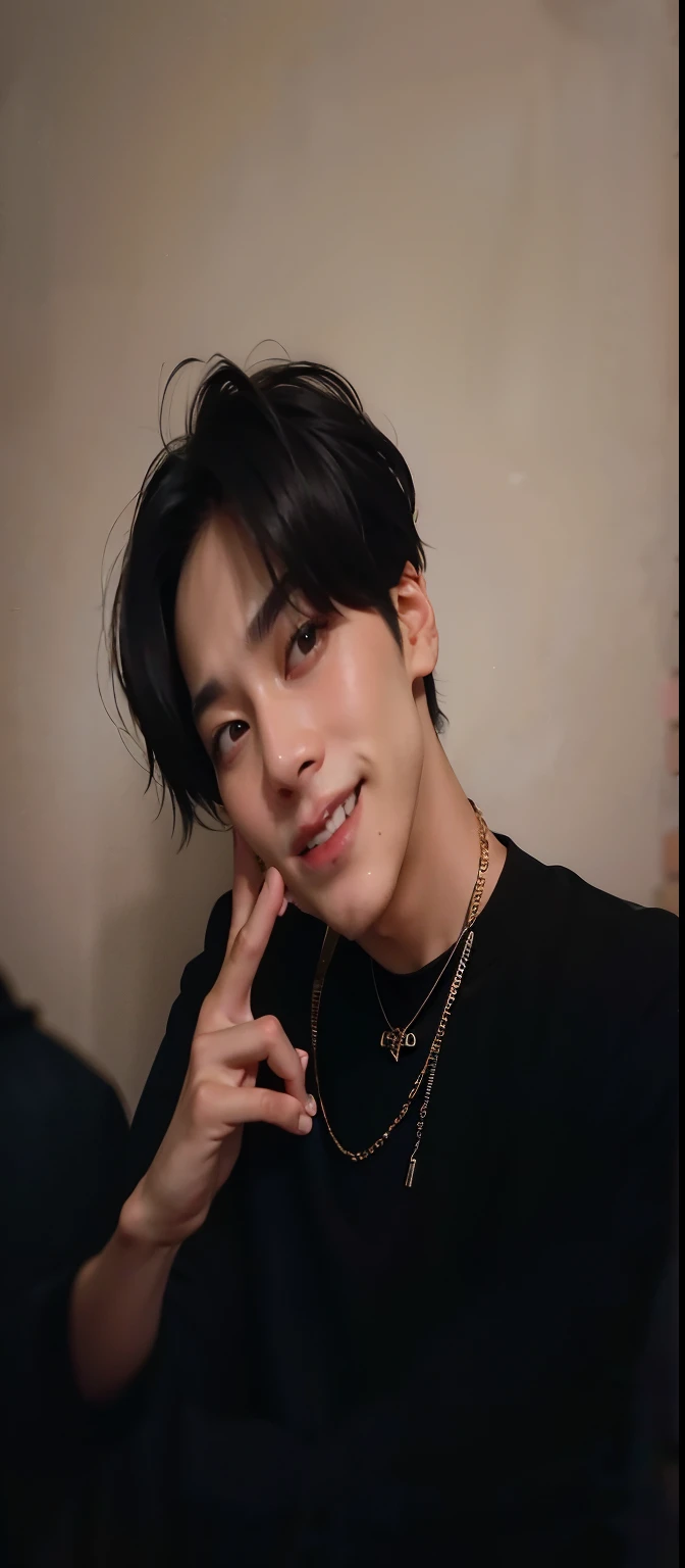 a close up of a person with a necklace on a cell phone, hyung tae, kim doyoung, taejune kim, with short hair, jungkook, jung jaehyun, xqc, hong june hyung, wonbin lee, inspired by jeonseok lee, hyung tae kim, headshot profile picture, cai xukun, jinyoung shin, male ulzzang