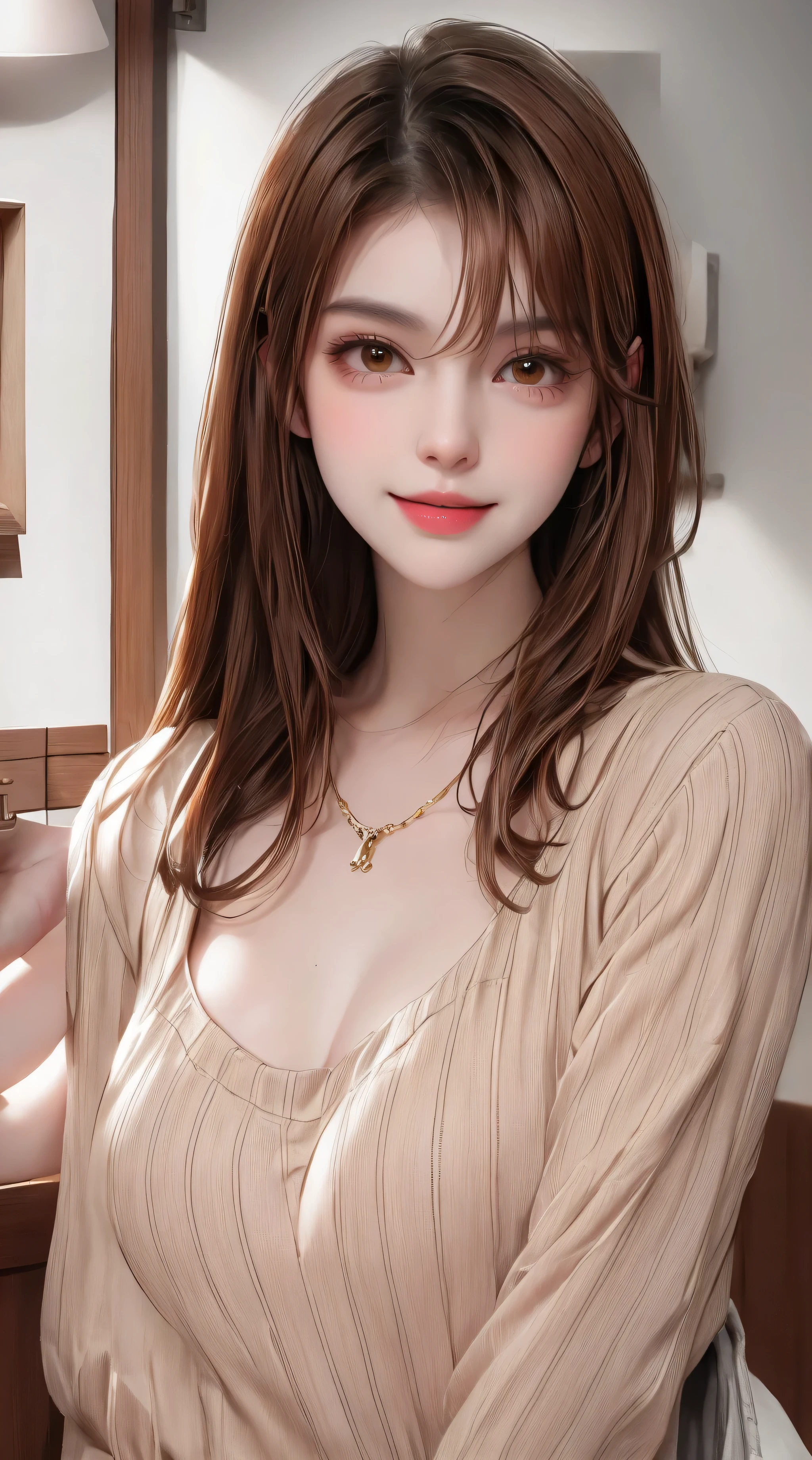 outdoor、Light brown short hair、smile、
