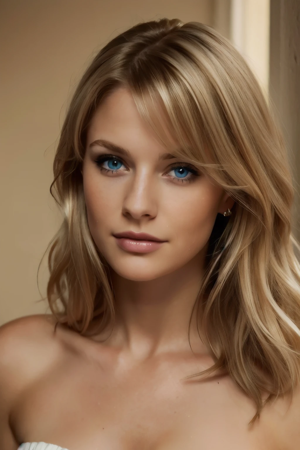 arafed woman with a white dress posing for a picture, blonde and attractive features, beautiful blonde woman, blonde hair blue eyes, dark blonde hair, brown-blond-hair pretty face, blonde woman, blonde hair and blue eyes, blonde beautiful young woman, light brown hair blue eyes, beautiful blonde girl, blonde hair and large eyes, a girl with blonde hair