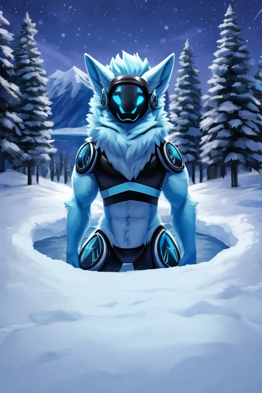 (((Light blue fur protogen))) , big chest, day, sexy, sensual, detailed, uploaded to e621, beautiful and detailed portrait of an anthropomorphic Light blue fur protogen, (((male ))) uploaded to e621, zaush, foxovh, movie lighting, , thicc, alone, ((submissive)) , view from above, muscular toned, muscles, muscular build, Japanese anime style, Art Prompt: Winter Wonderland (Japanese Anime Style)
Picture a serene snowy landscape, where a blanket of pristine white covers the ground and drapes over the evergreen trees. Soft snowflakes drift lazily from the sky, creating a sense of tranquility. A frozen lake lies at the heart of the scene, reflecting the pale blues and greys of the winter sky. A muscular, light blue protogen stands at the edge of the lake, their breath misting in the cold air. They gaze across the frozen expanse, their expression a mix of awe and introspection. The protogen should be bundled in warm winter clothing, perhaps a thick scarf and a cozy hat. Include details like animal tracks in the snow, snow-laden branches, and distant snow-capped mountains to enhance the wintry atmosphere. Capture the stillness and magic of winter, using a cool color palette with accents of warm light from a setting sun or a distant cabin window. Draw inspiration from anime like The Ice Guy and His Cool Female Colleague and Laid-Back Camp, or winter scenes from Studio Ghibli films. ,((( light blue fur protogen))) Japanese anime style