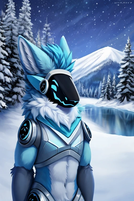 (((Light blue fur protogen))) , big chest, day, sexy, sensual, detailed, uploaded to e621, beautiful and detailed portrait of an anthropomorphic Light blue fur protogen, (((male ))) uploaded to e621, zaush, foxovh, movie lighting, , thicc, alone, ((submissive)) , view from above, muscular toned, muscles, muscular build, Japanese anime style, Art Prompt: Winter Wonderland (Japanese Anime Style)
Picture a serene snowy landscape, where a blanket of pristine white covers the ground and drapes over the evergreen trees. Soft snowflakes drift lazily from the sky, creating a sense of tranquility. A frozen lake lies at the heart of the scene, reflecting the pale blues and greys of the winter sky. A muscular, light blue protogen stands at the edge of the lake, their breath misting in the cold air. They gaze across the frozen expanse, their expression a mix of awe and introspection. The protogen should be bundled in warm winter clothing, perhaps a thick scarf and a cozy hat. Include details like animal tracks in the snow, snow-laden branches, and distant snow-capped mountains to enhance the wintry atmosphere. Capture the stillness and magic of winter, using a cool color palette with accents of warm light from a setting sun or a distant cabin window. Draw inspiration from anime like The Ice Guy and His Cool Female Colleague and Laid-Back Camp, or winter scenes from Studio Ghibli films. ,((( light blue fur protogen))) Japanese anime style