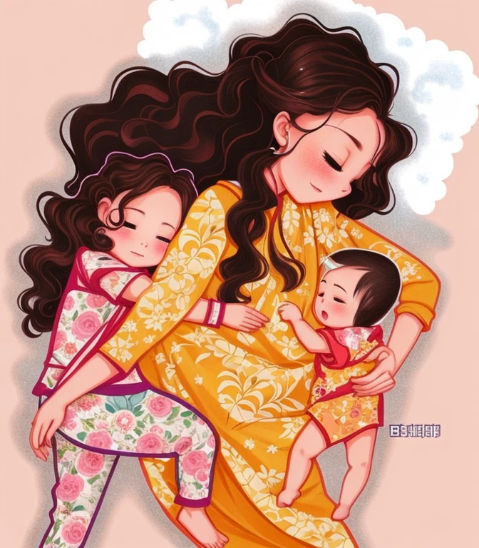 Uma pintura de uma mulher com longos cabelos pretos e um vestido branco, Soft anime illustration, Por Ni Duan, com flores congeladas ao seu redor, linda pintura de personagem, a beautiful art illustration, autor:Mei Qing, lindo estilo de arte, inspirado em Ma Yuanyu, anime illustration, cute illustration, arte digital detalhada fofa, lindo estilo de desenho, por Ai Xuan, Japanese illustrator lying with a baby and a