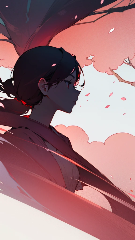 simple_wallpaper, woman_silhouette,cherry blossoms
