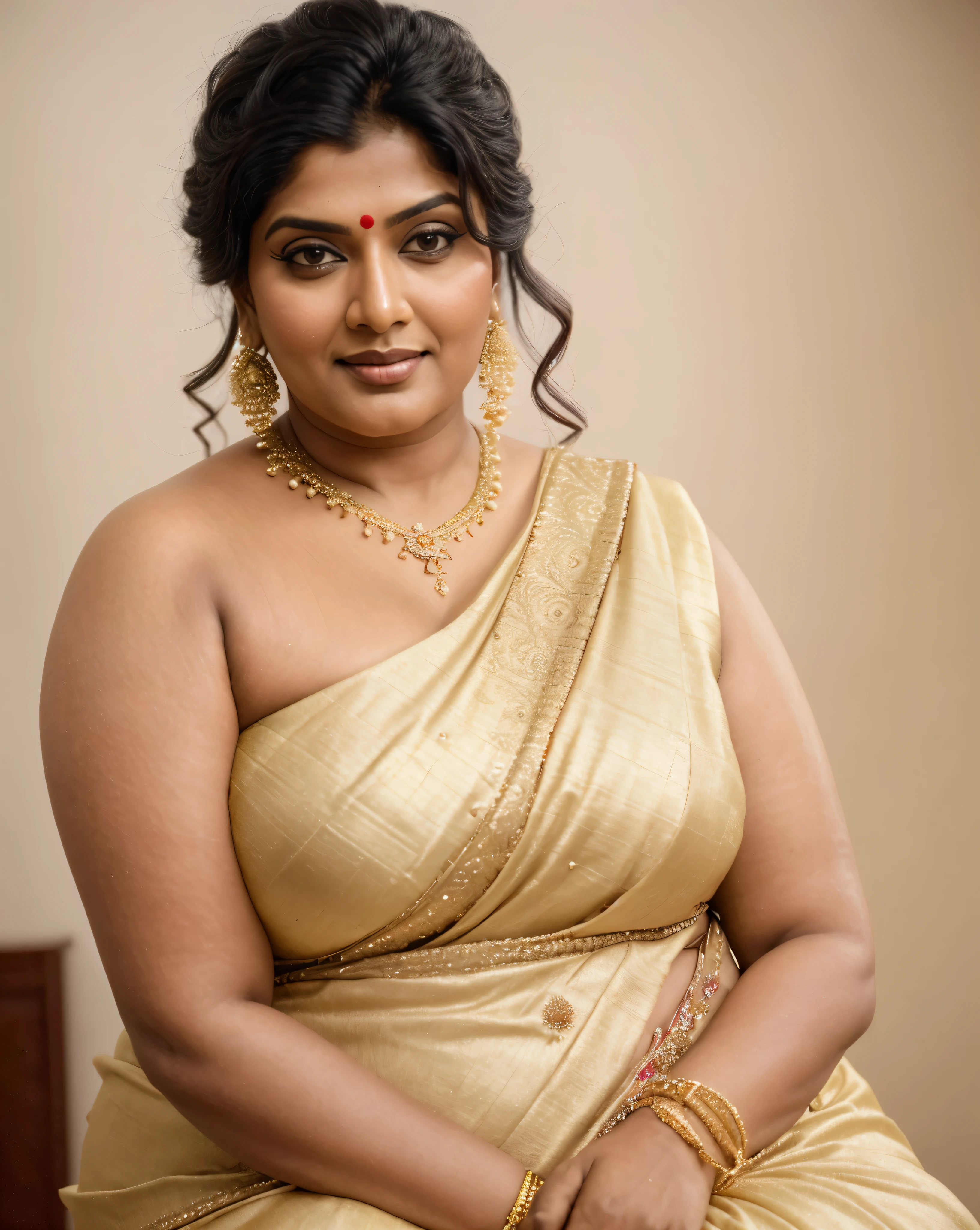 Looks like Indian Actress khushboo Sundar, actress khusbu Sundar, mallu, mallu aunty, desi aunty, full figured mature beauty, attractive figure, 48 years old, desi milf, desi aunty, a close up of a woman in a red dress in a bedroom, inspired by Avigdor Arikha, sleek!!!, indian super model, wavy hair combed to one side, actress, by Jitish Kallat, smoldering, intense smoldering, fashion, an angel, print ready, with a dramatic looking, inspired by Sudip Roy, seductive look