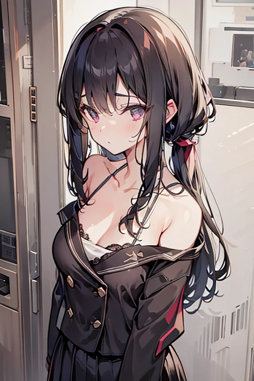 (small breasts:1.2), (perky chest:1.2), (pointed chest:1.2), (Pudding cake magazine cover:1.3),(from below:1.0),(shoot from the side:1.1),masterpiece, 1girl, Amazing Cleavage:1.1, thin waist, optimum,tmasterpiece,hight resolution,best qualtiy,hyper HD,super detailing,awardwinning,a 18yo cute girl,(The upper part of the body),anatomy correct,Beautiful Black miniskirt,garters,Gaze,Small face,bangss,holster,Beautuful Women,hands up,leg holster,Gaze,black boots,Cowboy Shot,cute face,a blond,Longhaire,Twin-tailed,Braids, Hairline,(scarlet eyes),long eyelasher,Hanging eye corners,White skin of the, ((see through camisole:1.1)), ((Sheer nipples:1.0)),Rocket Tits,(Slim body),smile,seductive weak smiling,(with sparkling eyes and a contagious smile),little open mouth, Looking at Viewer,