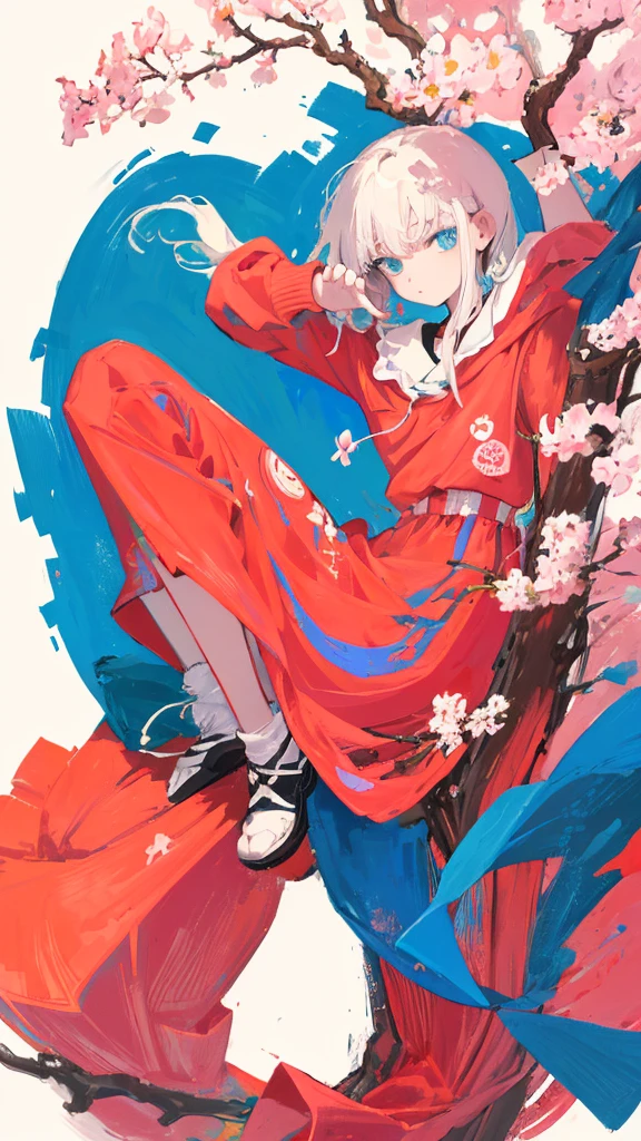 (shape: giant gram), (flat color:0.9),(colorful:1.1),(masterpiece:1,2), highest quality, masterpiece, High resolution, original, highly detailed wallpaper, looking at the viewer,,,1 girl,alone,Basquiat style,cherry blossoms,white background