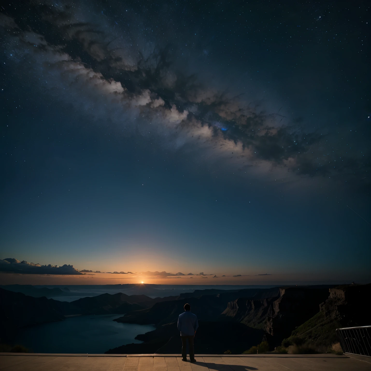 Man looking at the immensity of the universe 