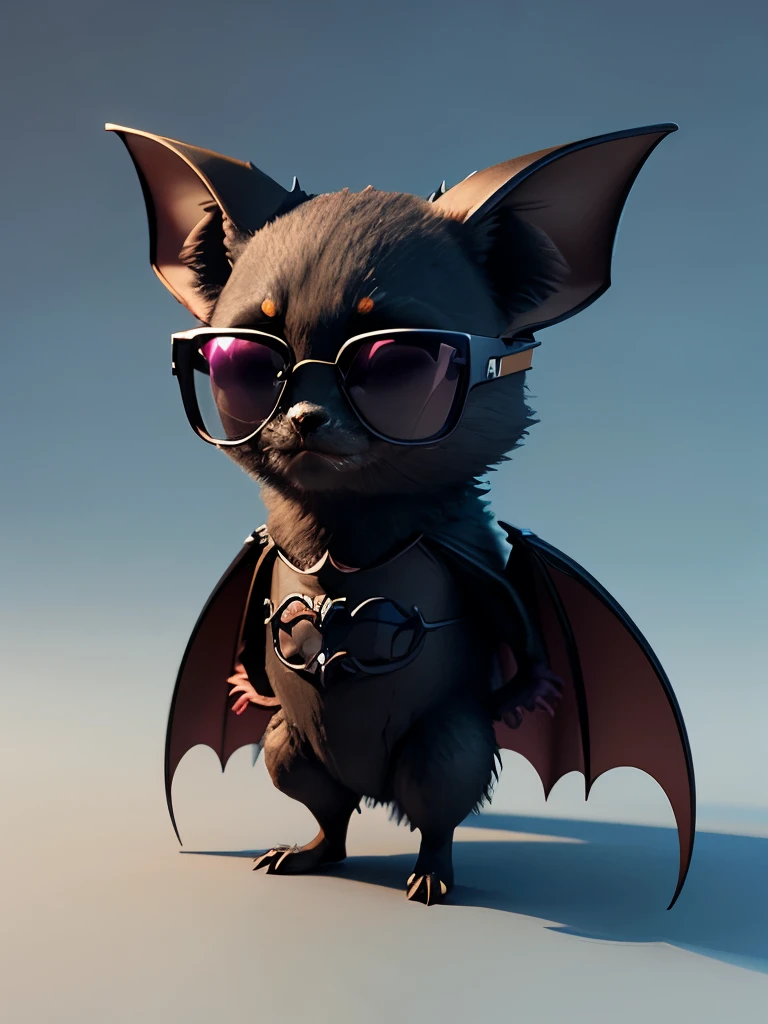 Little bat wearing sunglasses , Nice 3D rendering, , ,Naughty, Beautiful and detailed digital art, , Stylized 3D rendering, 3D rendering character art 8k, , Anime style 3D, Super detailed rendering