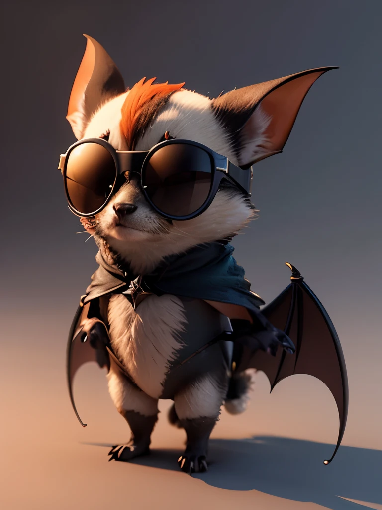 Little bat wearing sunglasses , Nice 3D rendering, , ,Naughty, Beautiful and detailed digital art, , Stylized 3D rendering, 3D rendering character art 8k, , Anime style 3D, Super detailed rendering