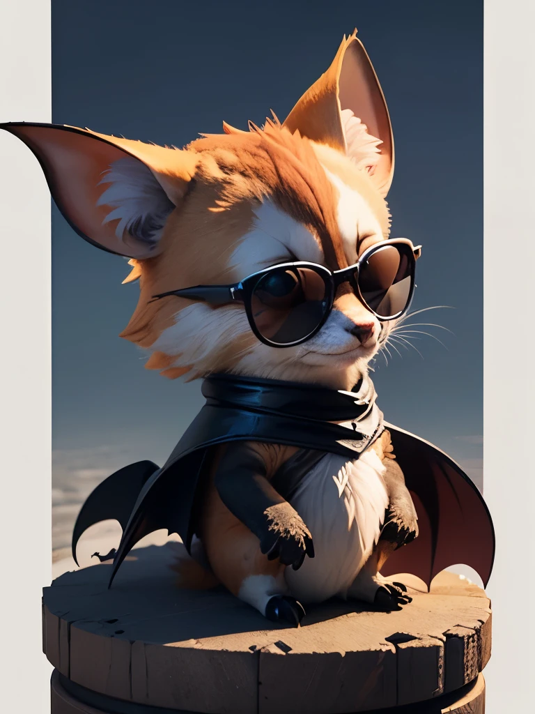 Little bat wearing sunglasses , Nice 3D rendering, , ,Naughty, Beautiful and detailed digital art, , Stylized 3D rendering, 3D rendering character art 8k, , Anime style 3D, Super detailed rendering