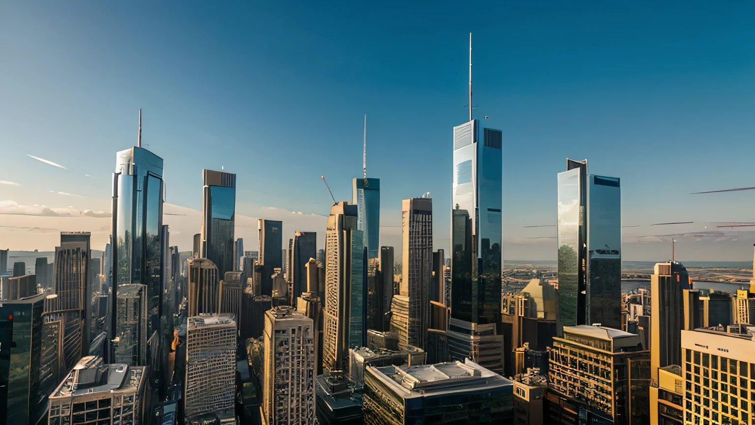 sky scrapers skyline with glass buildings